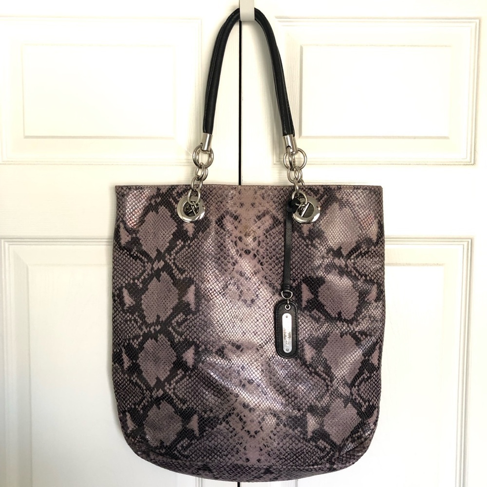 Cynthia Rowley Python Pattern Leather Tote Os